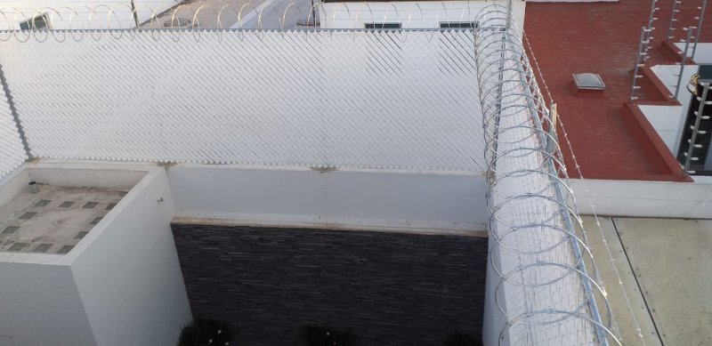 Malla Ciclónica con Cintilla de Privacidad y Espiral de Navajas en la Colonia Mirador Alamo